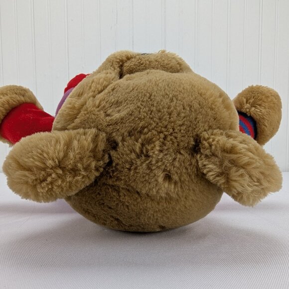 Vintage Eden Brown Teddy Bear Plush 12" Stuffed Animal 123 Red Blue Pajamas - Picture 8 of 11